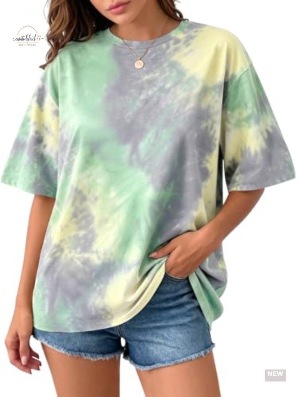 Oversized Tie Dye Graphic T-Shirt for Women, Soft Cotton Blend, Casual Crew